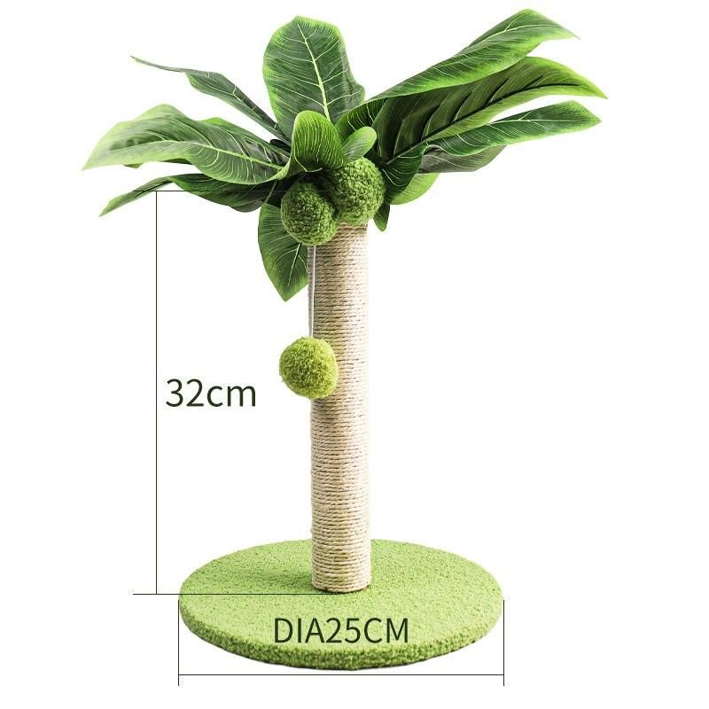 green leafy cat scratching post, view 4 - MRSLM