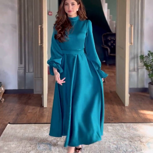 elegant ruffled long sleeve dress - MRSLM