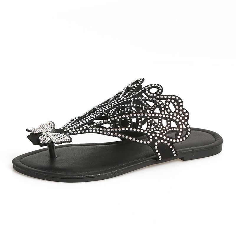 Rhinestone flip-toe flat sandals, view 6 - MRSLM