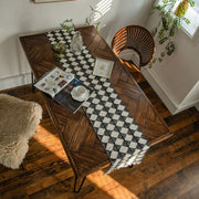 black and white diamond tassel table runner, view 3 - MRSLM