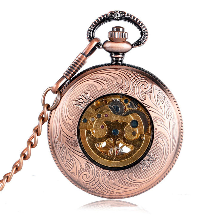 Skeleton Sun Flower Automatic Mechanical Pocket Watch