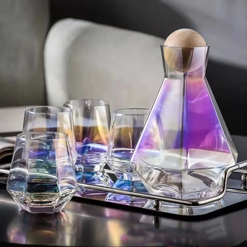 Glass carafe set with wood lid, view 18 - MRSLM