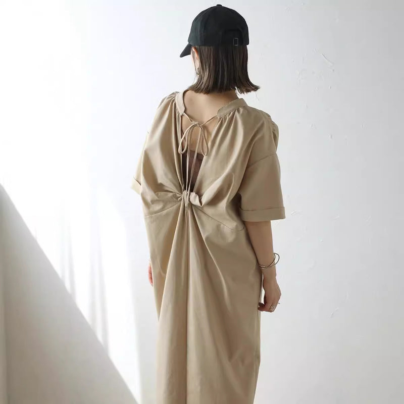 Women's casual long cotton dress, view 2 - MRSLM