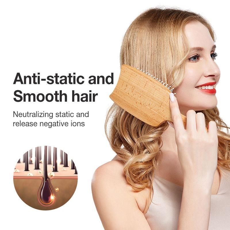 beech wood massage hairbrush, view 6 - MRSLM