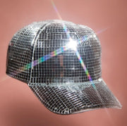 Silver mirror party peaked cap, view 2 - MRSLM