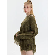 knitted hollow out pullover, view 4 - MRSLM