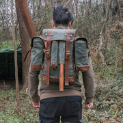 oil wax canvas camping backpack, view 6 - MRSLM
