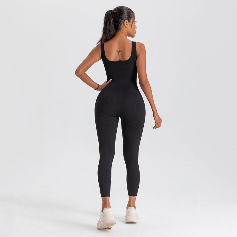 square neck bodycon yoga jumpsuit, view 18 - MRSLM