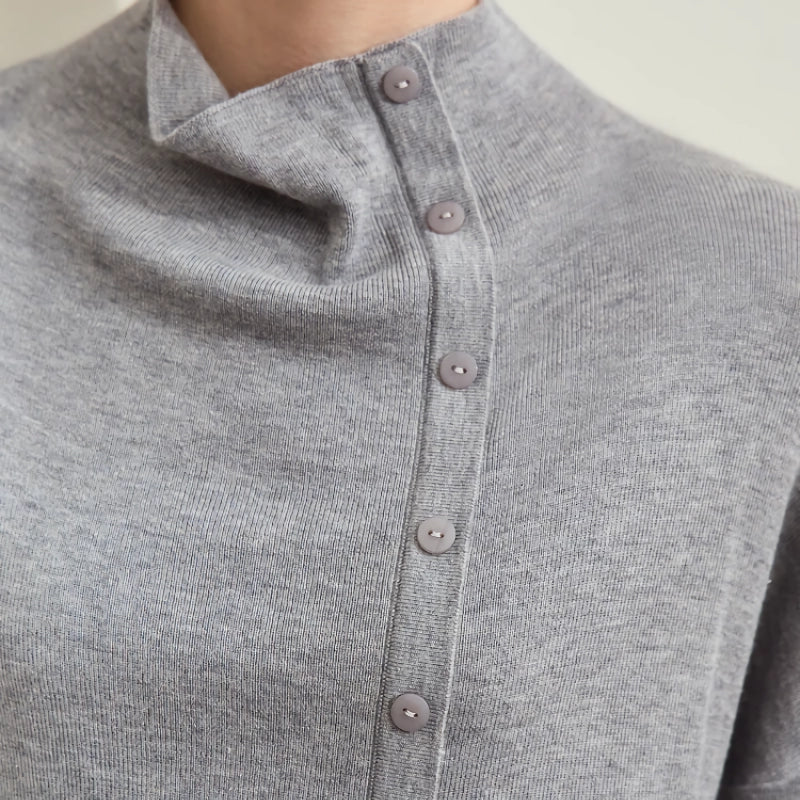 asymmetrical mock neck sweater, view 11 - MRSLM