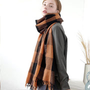 women's cashmere-feel plaid shawl, view 2 - MRSLM