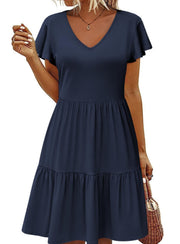 women's pleated layered dress, view 20 - MRSLM