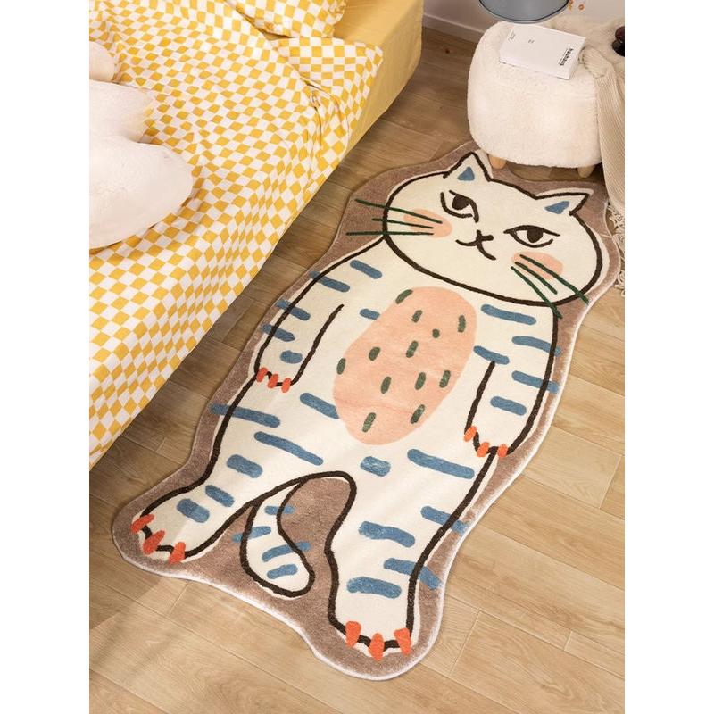 cute cat cartoon living room rug, view 4 - MRSLM