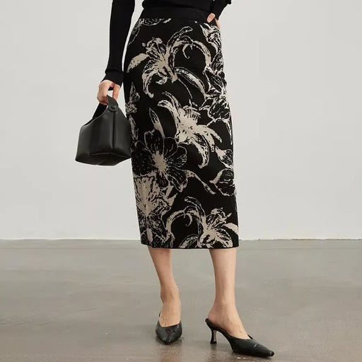 floral jacquard knit skirt, view 2 - MRSLM