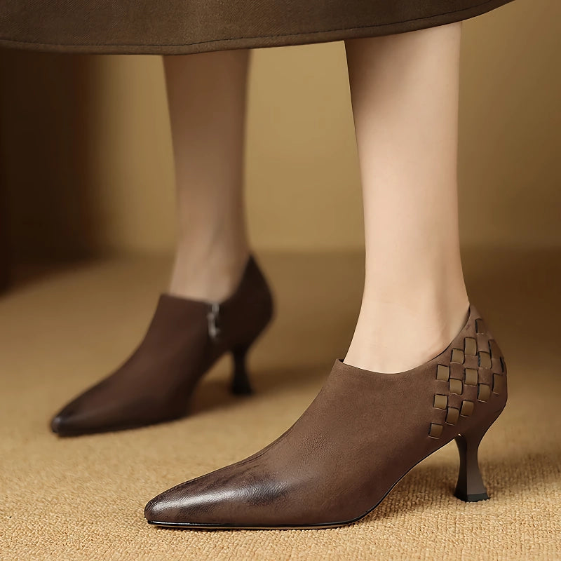 split leather slip-on pumps, view 4 - MRSLM