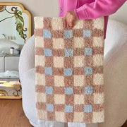 plush plaid flocking floor mat, view 3 - MRSLM