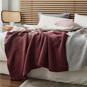 three-color knitted wool-blend blanket, view 2 - MRSLM