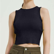 Sleeveless knitted crop top, view 4 - MRSLM