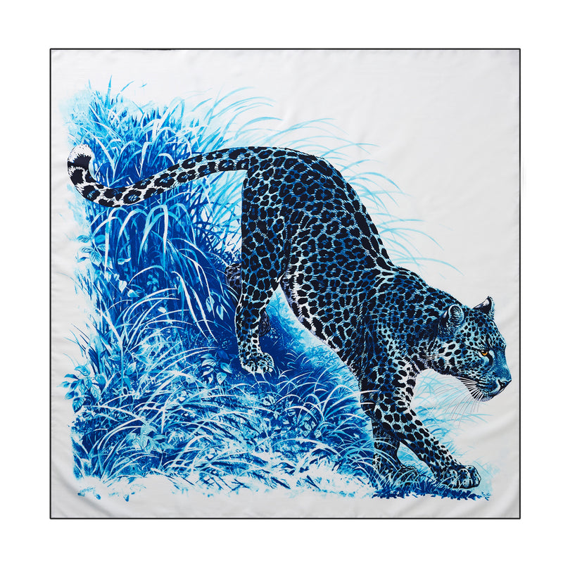 Leopard twill silk scarf 90cm, view 2 - MRSLM