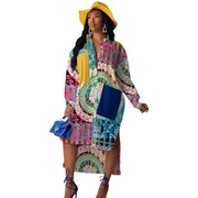 printed lapel shirt dress, view 5 - MRSLM