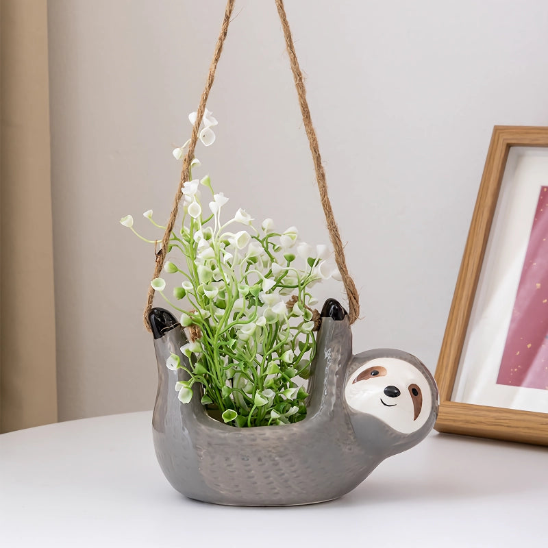 sloth hanging ceramic wall vase, view 7 - MRSLM