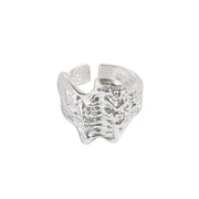 s925 silver concave texture open ring, view 2 - MRSLM