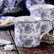 european blue and white ceramic mug, view 7 - MRSLM