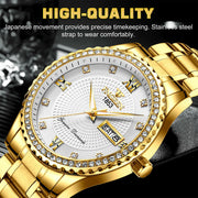 men's gold stainless steel quartz watch, view 3 - MRSLM