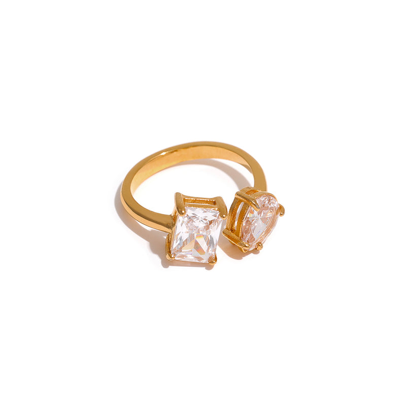 adjustable open ring with pink and green cubic zirconia, view 4 - MRSLM