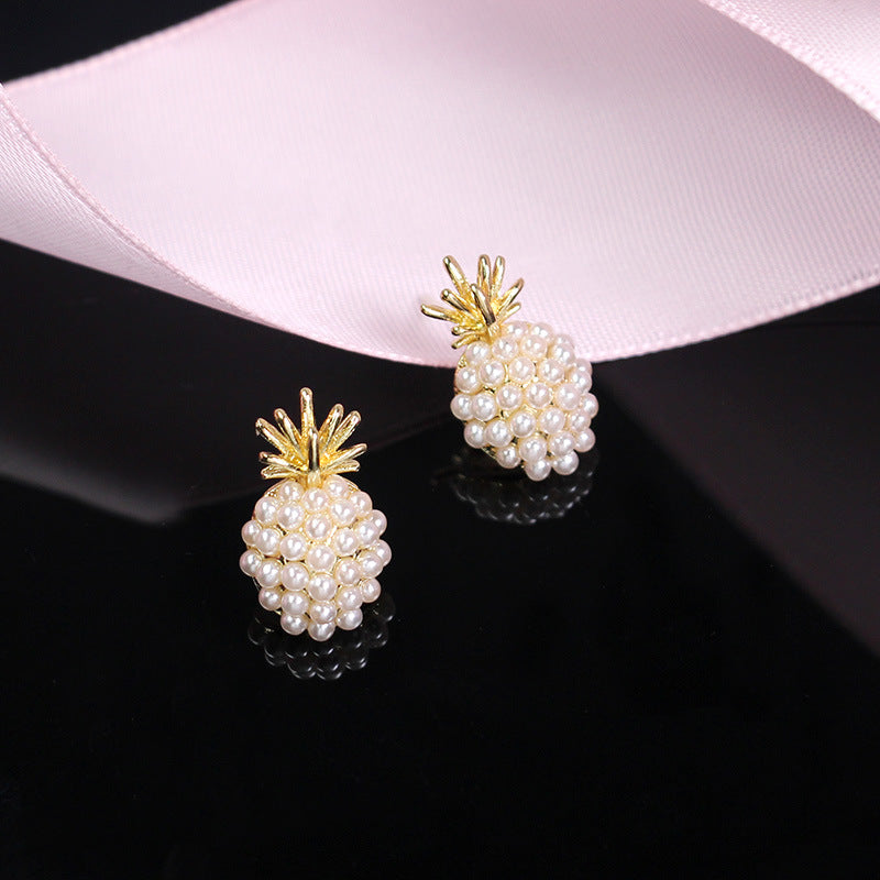 pearl pineapple stud earrings, view 6 - MRSLM