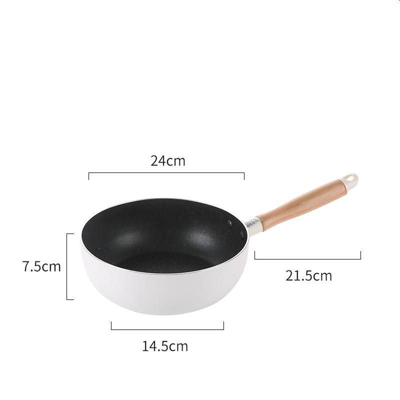 non-stick frying pan with wooden handle, view 3 - MRSLM