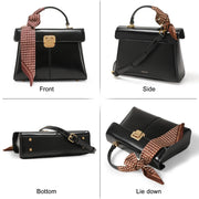 leather crossbody handbag with scarf decor, view 8 - MRSLM