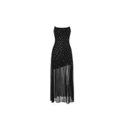 Long black sheath sling dress, view 5 - MRSLM