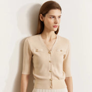 v-neck knitted cardigan, view 3 - MRSLM