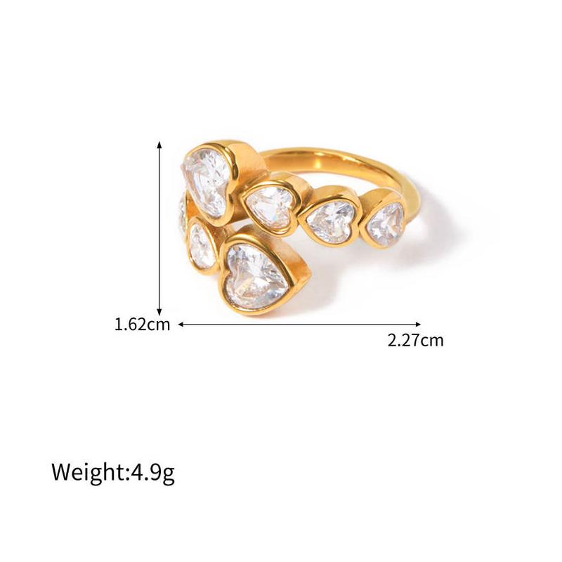 gold heart zirconia interlaced ring, view 7 - MRSLM