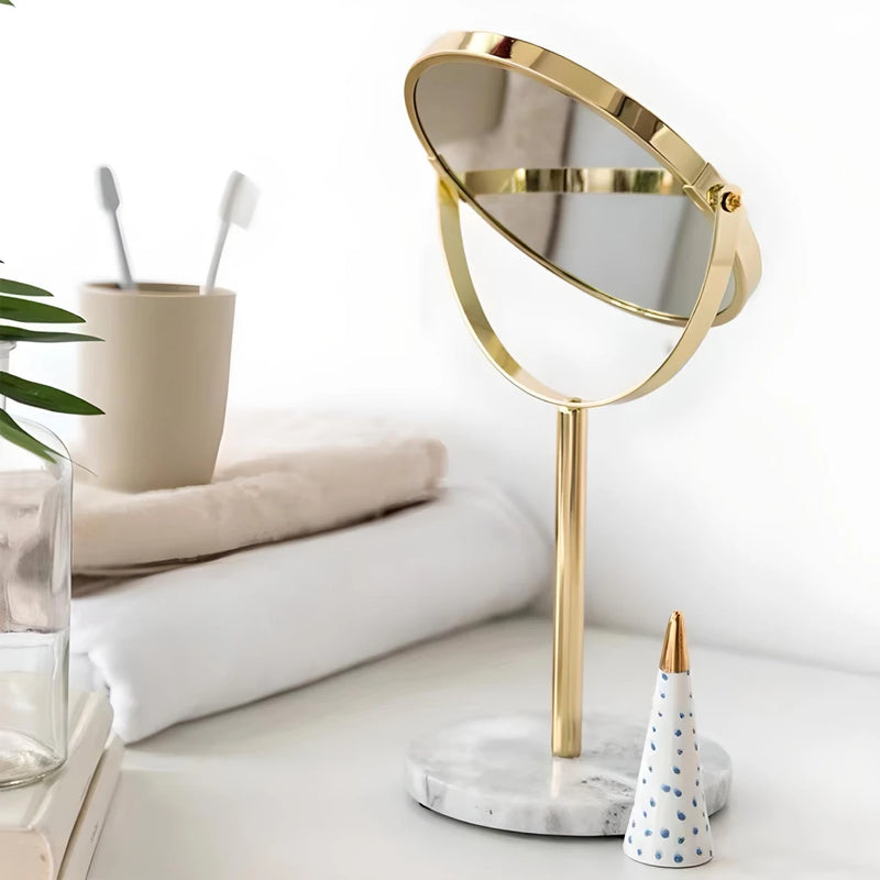natural marble 360 rotating makeup vanity mirror, view 7 - MRSLM