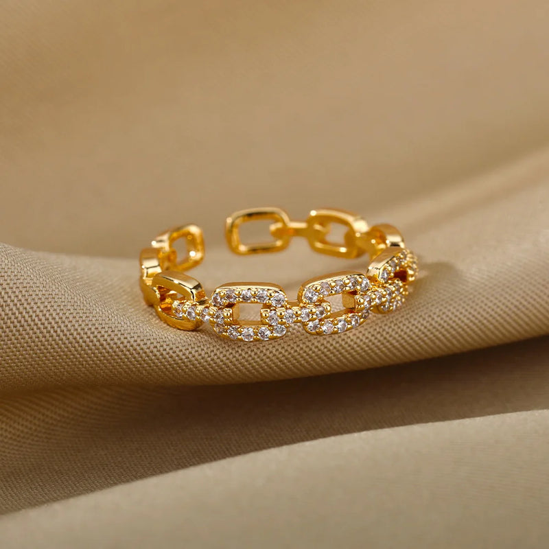 cubic zirconia chain ring, view 8 - MRSLM