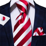 Red striped silk tie, view 3 - MRSLM