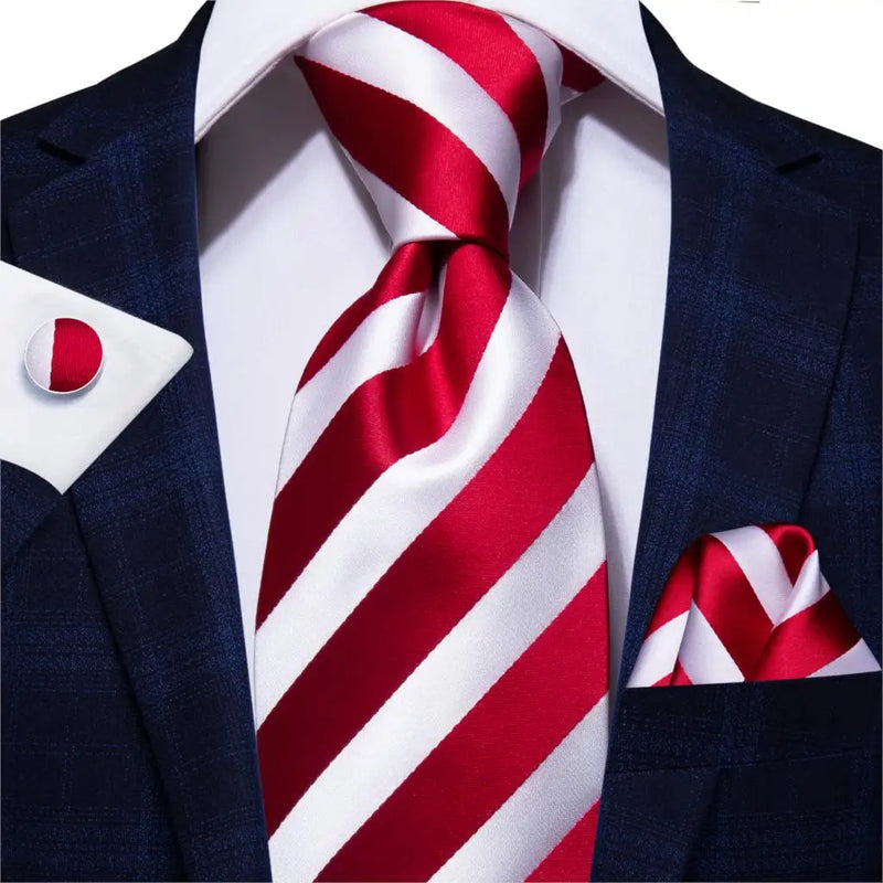 Red striped silk tie, view 3 - MRSLM