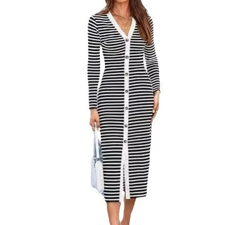 Striped mid-length dress, view 6 - MRSLM