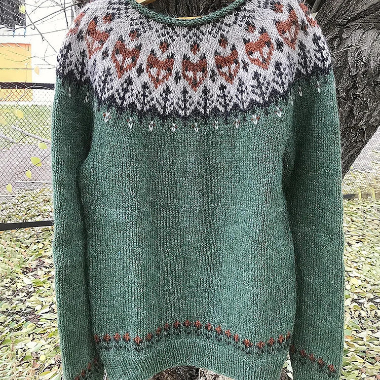 women's round neck loose pullover sweater, view 12 - MRSLM