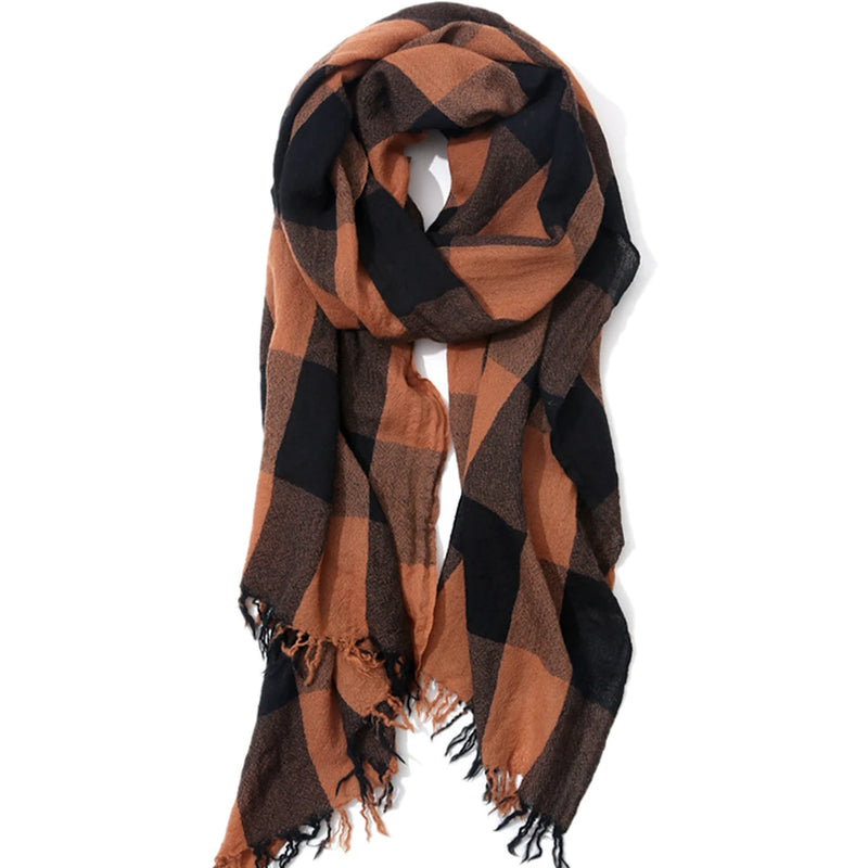 women's cashmere-feel plaid shawl, view 6 - MRSLM