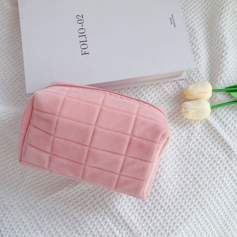 plush fur cosmetic bag, view 3 - MRSLM