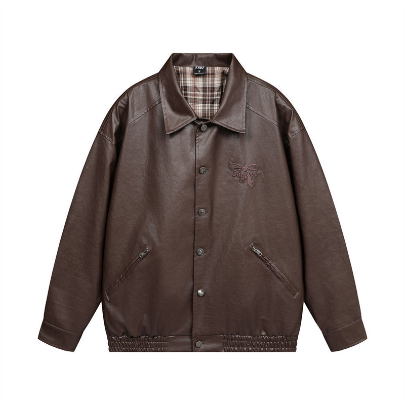 men's pu leather coat zipper - MRSLM