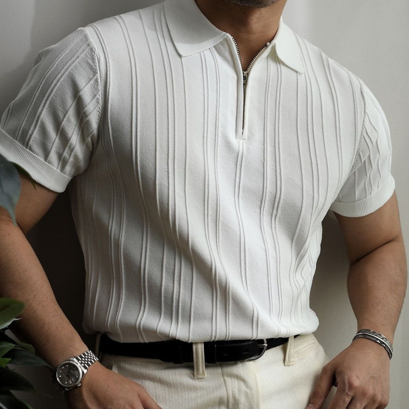 zipper knitted short sleeve polo shirt men - MRSLM