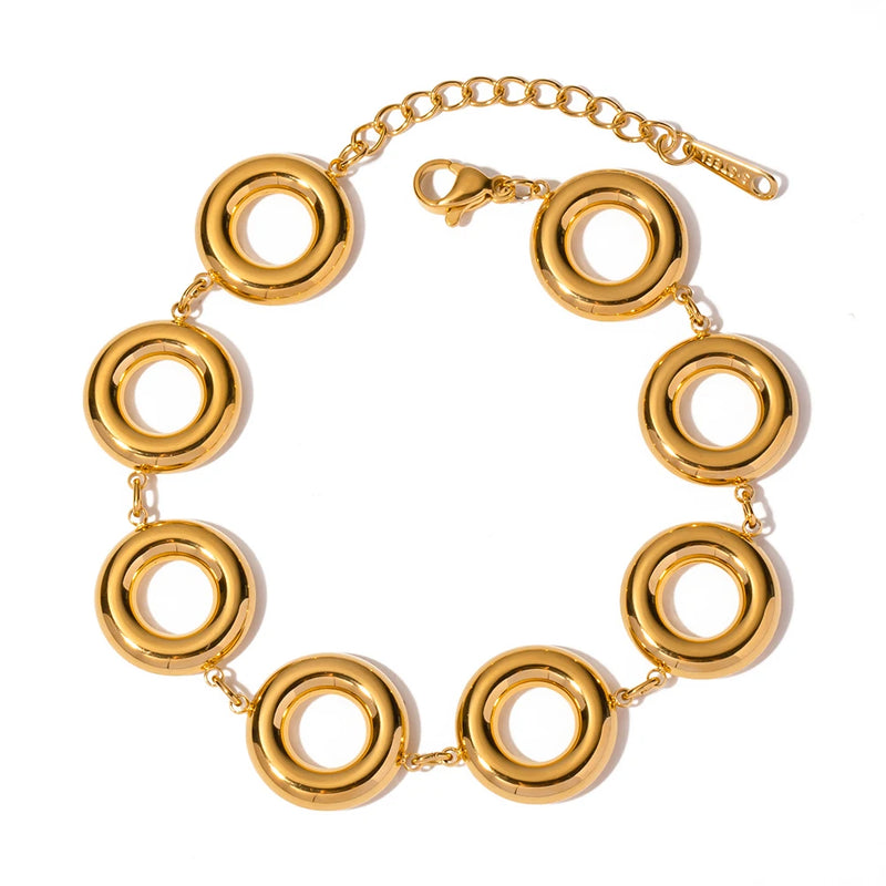 gold doughnut bangle bracelet, view 2 - MRSLM