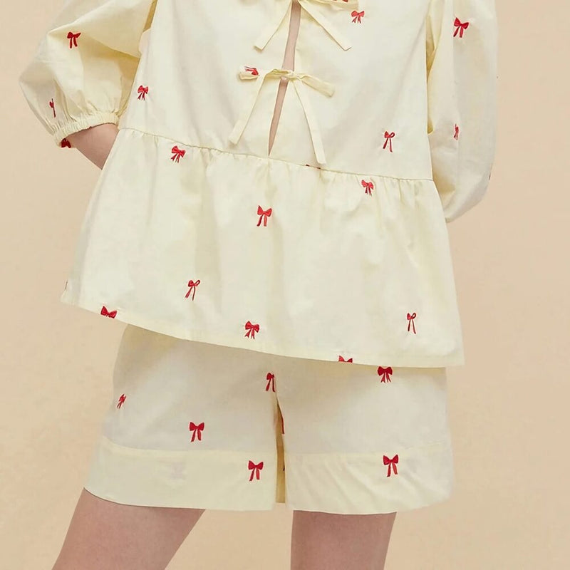 Bow embroidery shorts set, view 6 - MRSLM