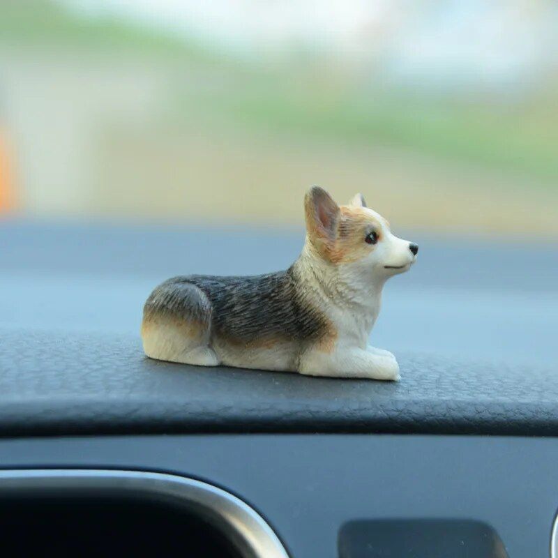 Cute Corgi Dashboard Ornament - Mini Resin Puppy Car Decor