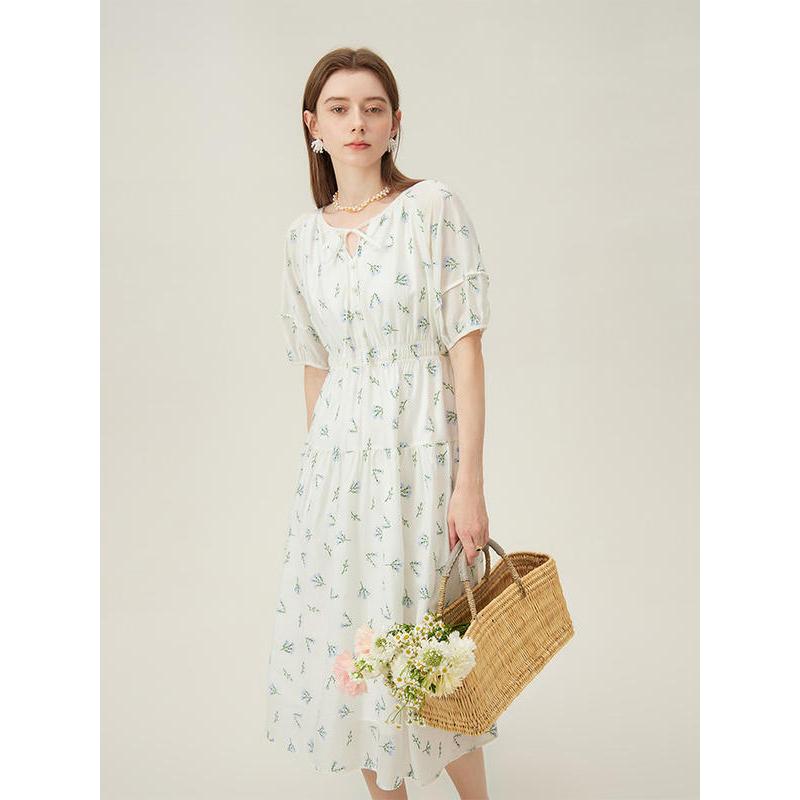 floral embroidery midi dress, view 5 - MRSLM