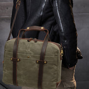 waxed canvas vintage travel briefcase - MRSLM