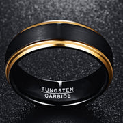men's black and gold tungsten steel ring, view 3 - MRSLM